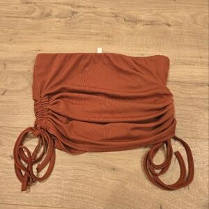 Bluebell summer‎ brown strapless tubetop with cinchable tied sides size small